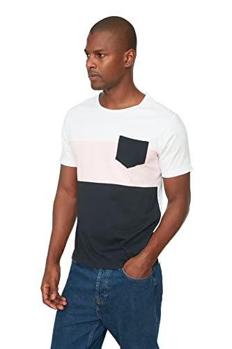 TRENDYOL Męski t-shirt slim fit z okrągłym kołnierzem, grantowy, L