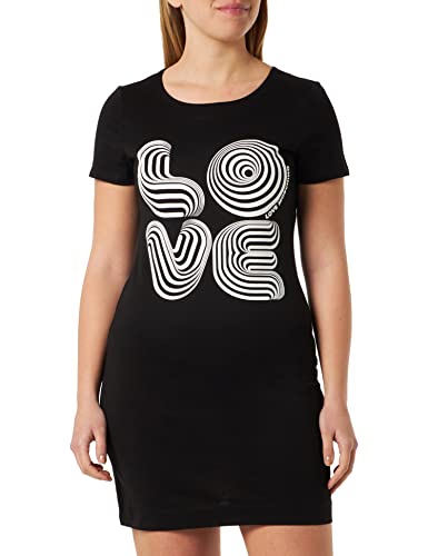 Love Moschino Damska sukienka z krótkim rękawem, trapezowa, czarna, 38, czarny, 38