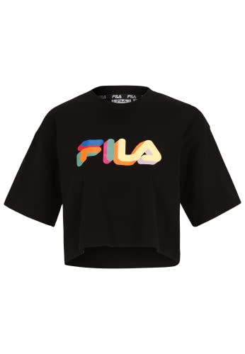 FILA Damska koszulka BEUNA Cropped Graphic T-Shirt, czarna, XL, czarny, XL