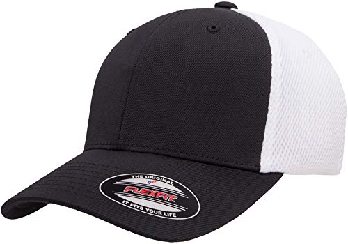 Flex fit Męska czapka z daszkiem z ultracienką Airmesh, czarny/biały, L/XL