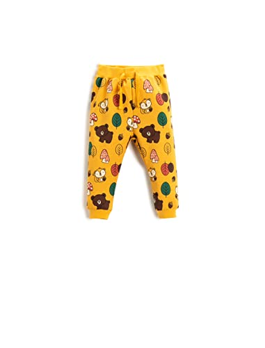 Koton Bawełniane spodnie dresowe z nadrukiem, Mustard Design (1d9), 18-24 miesi?cy