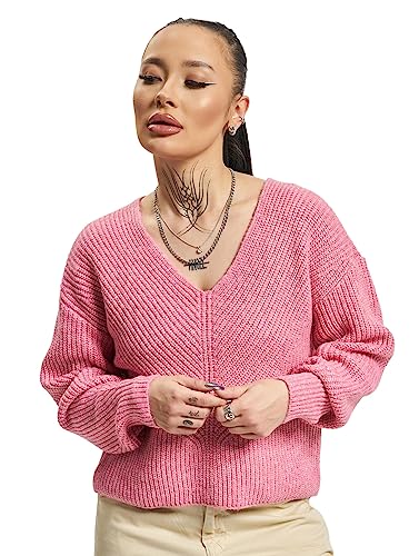 ONLY Damski sweter ONLALLIE Life L/S V-Neck KNT, Azalea Pink/Detail:Melange, XL, Azalea Pink/Detail:melange, XL