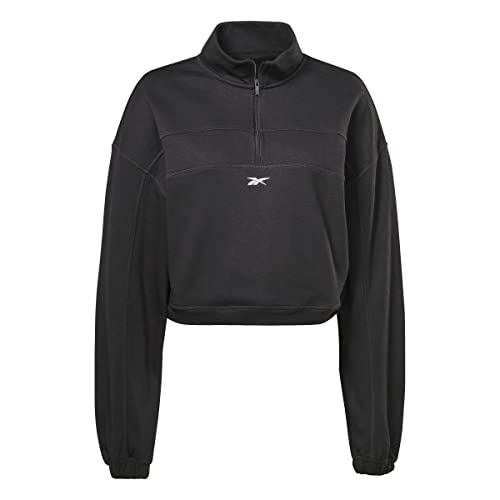 Reebok Damska bluza z dzianiny na suwak 1/4, czarna, S, Czarny, S