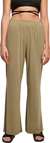 Urban Classics Damskie spodnie modalne z szerokimi nogawkami, Khaki, L