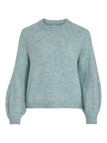 Vila Damski sweter VIJAMINA O-Neck L/S Knit TOP-NOOS dzianinowy sweter z dzianiny, turmalina/szczegóły: melanż, XXL, Tourmaline/szczegóły: melanż, XXL