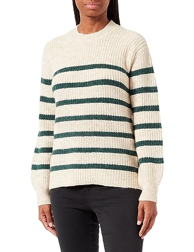 Bestseller A/S Damski sweter Pcnanna Ls O-NCK Loose Wool Knit Noos Bc, brzoza/paski: zielony trekkingowy, S