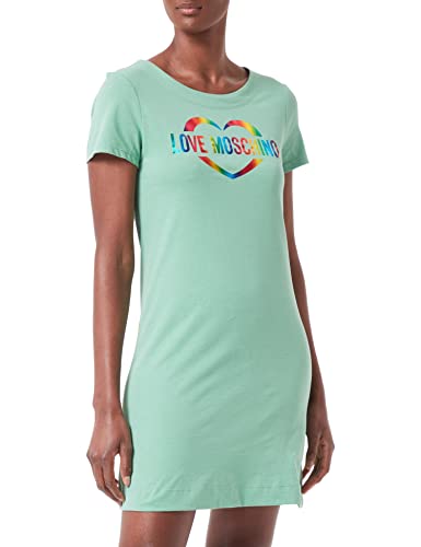 Love Moschino Damska sukienka Heart Multicolor Foil Print, zielony, 44 PL