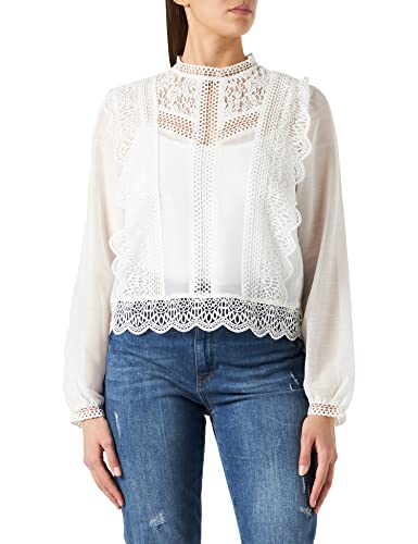 Q/S designed by Bluzka damska z długim rękawem Regular Fit Blouse, biały, 32 PL