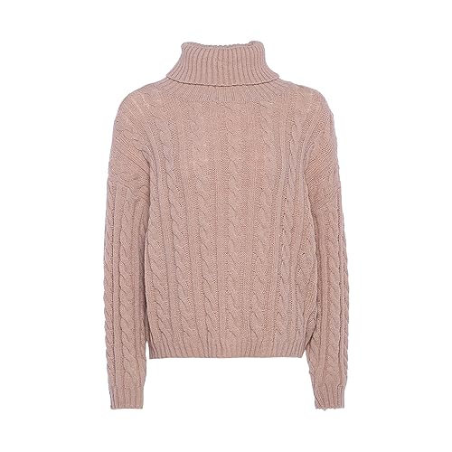 myMo Damski sweter z dzianiny z golfem akryl beżowy rozmiar XL/XXL, beżowy, XL