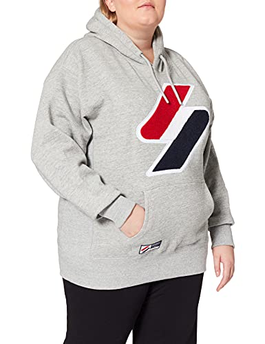 Superdry Damska bluza z kapturem z logo Che Os Hood, Grey Slub Grindle, M-L