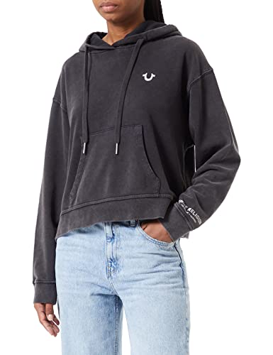 True Religion Damski sweter z kapturem, czarny, XS