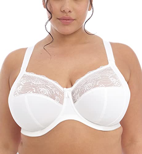 Elomi Morgan-Stretch Koronkowy Biustonosz z fiszbinami Pełny koc, Nieprzezroczysty, Biały, 95G Kobiety, biały