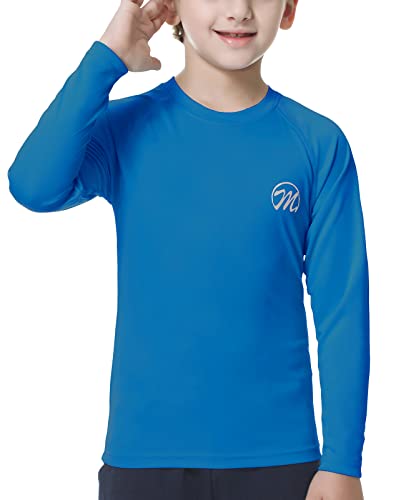 MEETWEE Chłopiec Dziewczyna Z Długim Rękawem Wysypka Kamizelka Straży Dzieci Pływanie Top UV Ochrona Słońca dla Surf Beach, Dark Blue, 6 lat