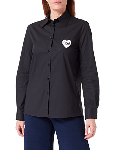 Love Moschino Damska koszulka o regularnym kroju z długim rękawem, czarna, 46, czarny, 46