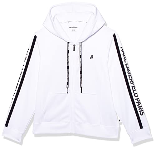 Karl Lagerfeld Paris damska bluza z kapturem z długim rękawem, Biały, L