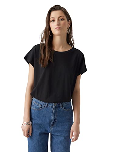 VERO MODA Women's VMPIA SS Wide TOP NOOS T-Shirt, czarny, XL, czarny, XL