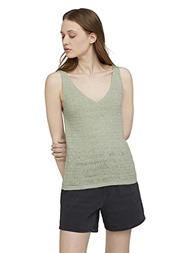 TOM TAILOR Denim Damski Teksturowany top z dzianiny 1025620, 26677 - Light Dusty Green, L