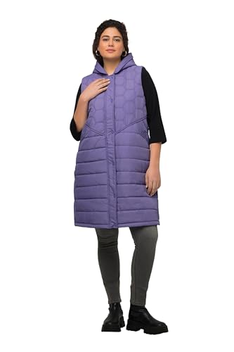 Ulla Popken Damska kamizelka Hyprar z długim kapturem i pikowaniem o strukturze plastra miodu, jagoda, 54-56 duże rozmiary