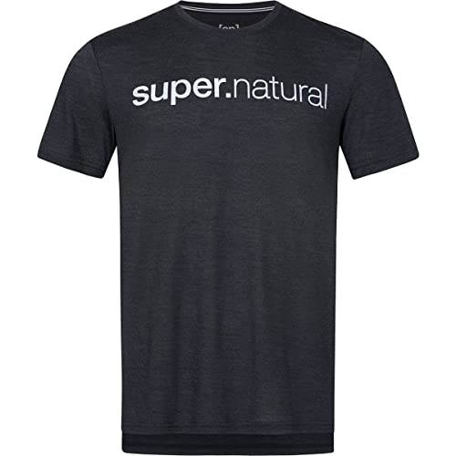super.natural Męski t-shirt, Jet Black Melange-fresh White, L