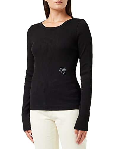 G-STAR RAW Damska koszulka Slim Rib Boatneck Ls, Czarny (Dk Black C678-6484), L