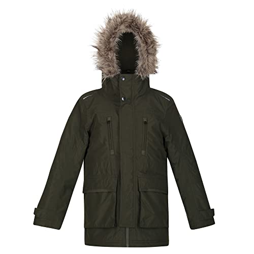 Regatta Unisex dziecięca kurtka Podrick Parka, Ciemne khaki, 14 Lata