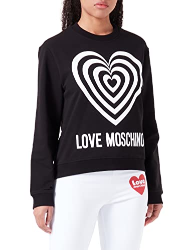 Love Moschino Damska bluza o regularnym kroju z okrągłym dekoltem, czarna, rozmiar 44, czarny