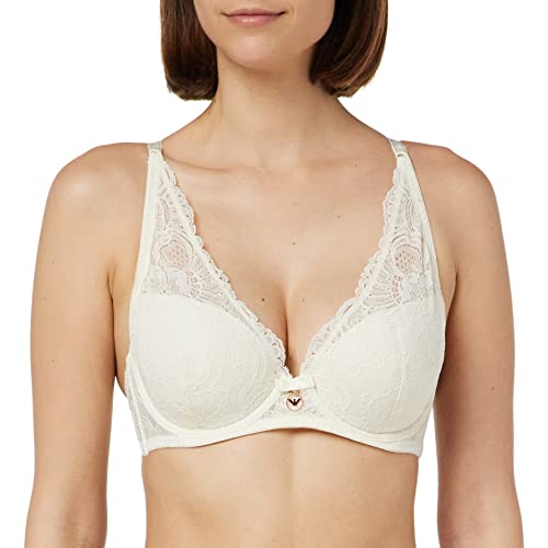 Emporio Armani Underwear Women's Eternal Lace Padded Bra, biustonosz do jogi, 34D, jogurt, D