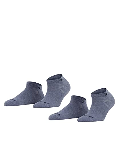 Burlington Kobiety Skarpety do trampek Everyday Sneaker 2-Pack W SN Bawełna krótkie jednokolorowe 2 Pak, Niebieski (Light Jeans 6662), 36-41