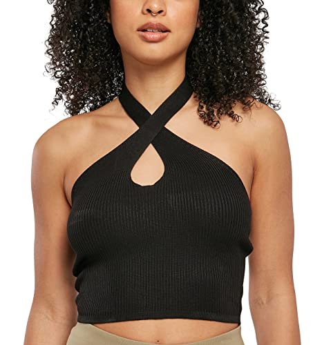 Urban Classics Ladies Rib Knit Crossed top damski top czarny Basics, Streetwear, czarny, L