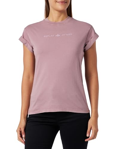 Replay T-shirt damski regular fit, 465 Powder Rose, XL