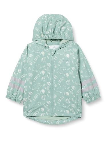 Playshoes Unisex dziecięca kurtka przeciwdeszczowa z podszewką polarową, zielony allver, 98, Zielony na całej powierzchni, 98