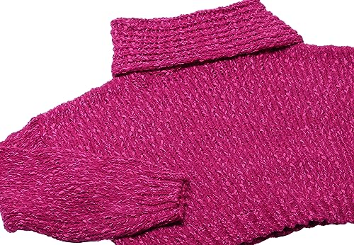 Ebeeza Damski sweter z dzianiny z golfem fuksja XS/S, Fuchsia, XS