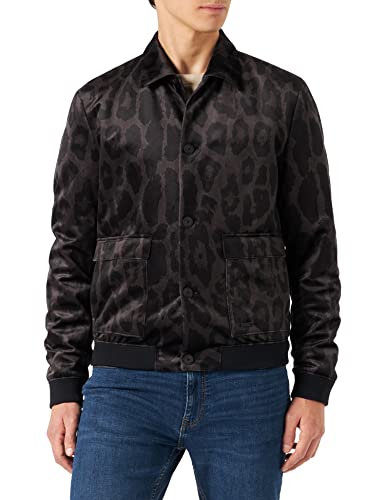 HUGO Męska kurtka Hayson224F1X Slim-Fit z aksamitu ze wzorem Jaglion, czarny (Black1), 56