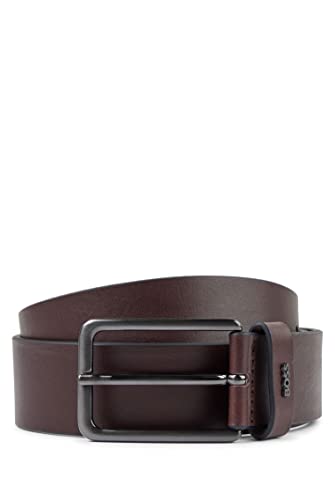 BOSS Męski pasek z logo Calis-Logo Sz35 z gładkim paskiem z logo, Brązowy, 80 cm