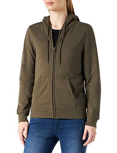 Build Your Brand Damska bluza z kapturem Basic Zip Hoody, oliwkowy, XL