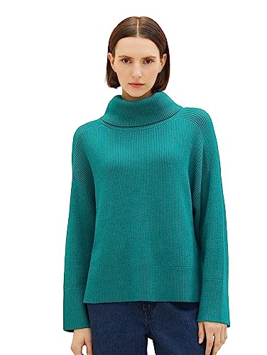 TOM TAILOR Sweter damski z golfem, 32402-ever Green Melange, XXL
