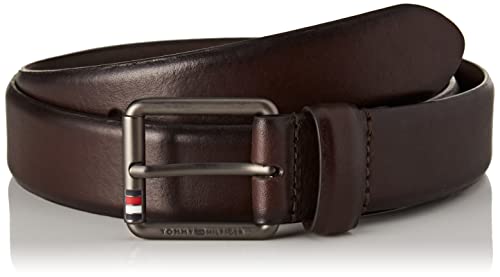 Tommy Hilfiger Męski pasek skórzany na co dzień 3,5, Ciemny kasztan, 85