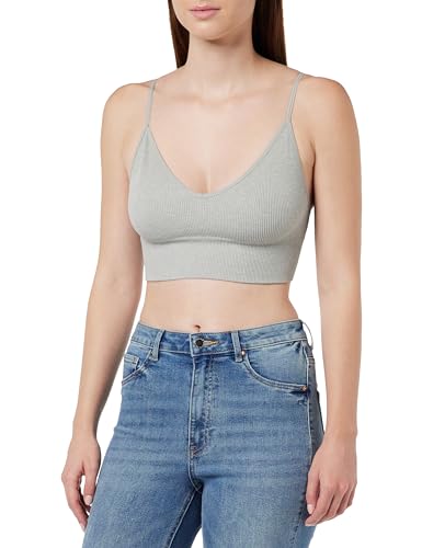 ONLY Onlvicky Rib Seamless V-Neck Top Noos, jasnoszary melanżowy, S-M