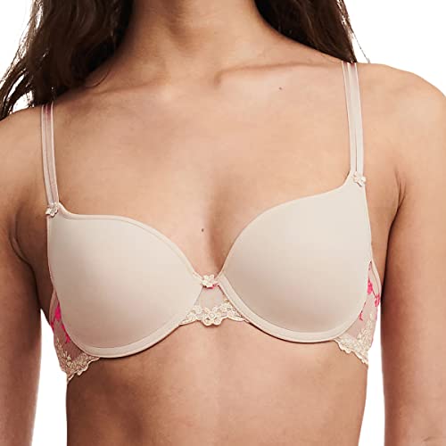 Passionata Damski nakrycie, White Nights t-shirt biustonosz, Dune/Pink Fluo, P50750, Dune/Pink Fluo, 100D