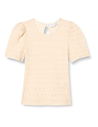 Vila VICHIKKA Puff O-Neck S/S TOP - NOOS, brzoza, S