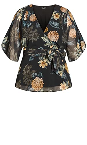 CITY CHIC Damska koszula plus size złota sukienka Hydrang, Złota hortensja, 50-Du?e rozmiary
