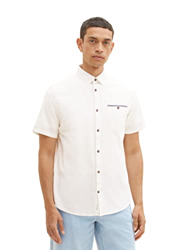 TOM TAILOR Męska koszula 1036236, 10332-Off biała, M, 10332 – Off White, M