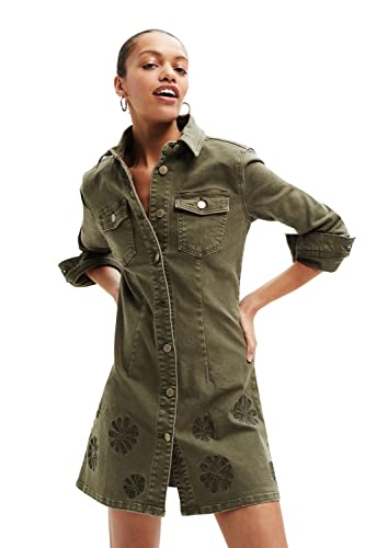 Desigual Damska sukienka Vest_Daisy, 4086 Dark KAKI Casual Dress, zielona, XL