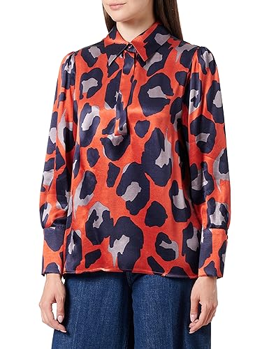 Seidensticker Damska bluzka - modna bluzka - Regular Fit - kołnierz koszuli - długi rękaw - 100% wiskoza, czerwony, 46