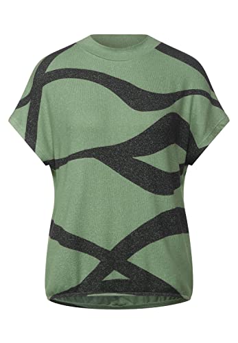 Street One Damska koszulka z nadrukiem, Washed Olive Melange, 42