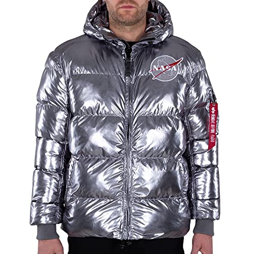 ALPHA INDUSTRIES Hooded Puffer NASA Metallic Fd Płaszcz Unisex Dorosły, titan, L