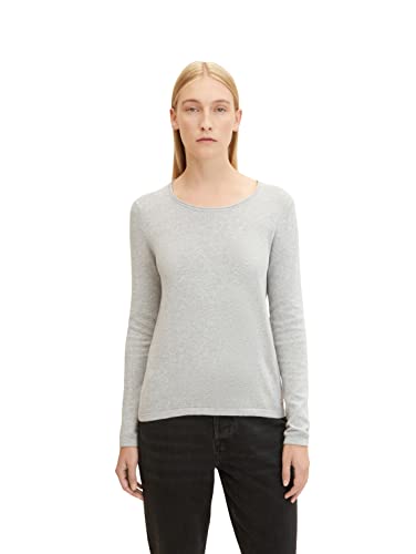 TOM TAILOR Damski Sweter z dzianiny bawełnianej 1023926, 30282 - Concrete Grey Melange, XL