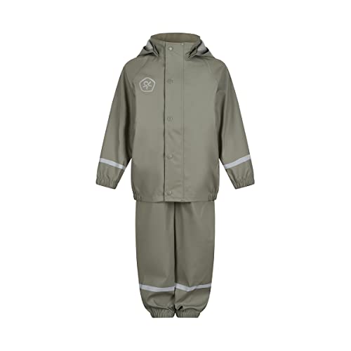 Color Kids Rain Set Solid Pu kurtka przeciwdeszczowa dla dzieci, uniseks, wetiver, 128