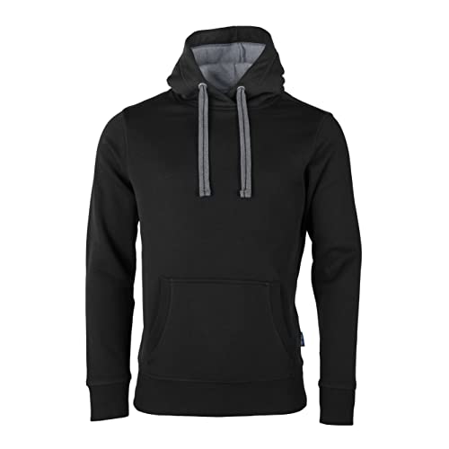 HRM Bluza z kapturem unisex Sweat Hoodie Premium dla kobiet i mężczyzn z kontrastową wyściółką wewnętrzną, basic Hoodie Uniseks, sweter damski i męski, wysokiej jakości i zrównoważona odzież, czarny,
