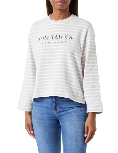 TOM TAILOR Bluza damska, 32396 – szare paski offwhite, S